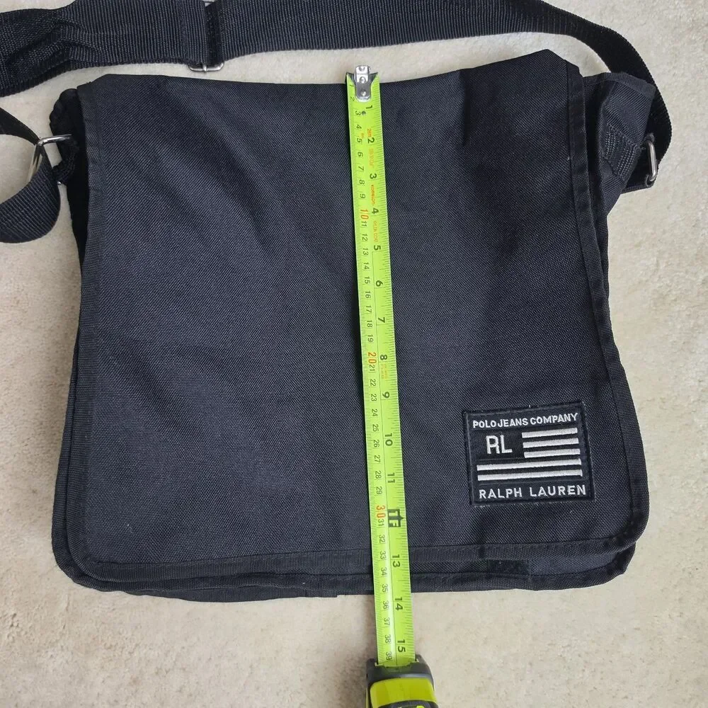 Vintage Polo Ralph Lauren Polo Jeans Black Messenger Tote Bag 90s